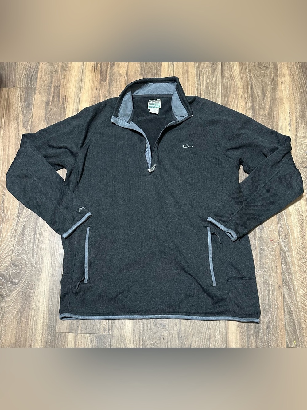 Drake Heritage Men’s Knitted Fleece 1/4 Zip Pullover Black 2XL Gray Long Sleeve